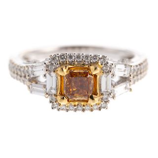A Ladies Orange Diamond Ring in 18K