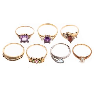 A Collection of Gemstone & Diamond Rings in 10K