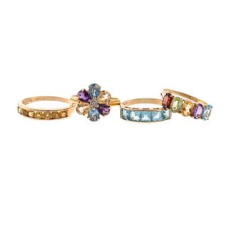 A Collection of Gemstone Rings in Gold