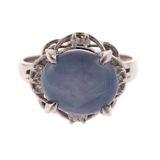 A Ladies Blue Star Sapphire in 14K White Gold