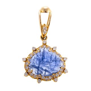 A Ladies Sapphire & Diamond Pendant in 18K