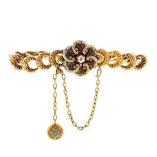 A Victorian Enamel & Diamond Bracelet in 18K