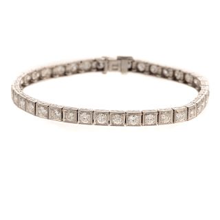 A Platinum Art Deco Diamond Line Bracelet