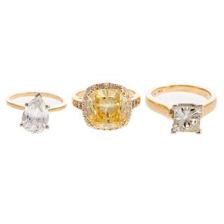 A Trio of CZ Fashion Rings in 14K