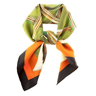 An Hermes “Trompes de Chasse” Silk Scarf 90