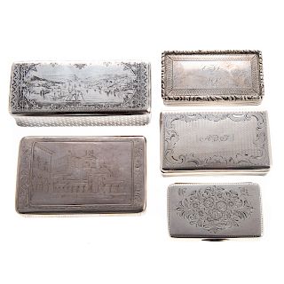 Five English & Continental Silver Boxes