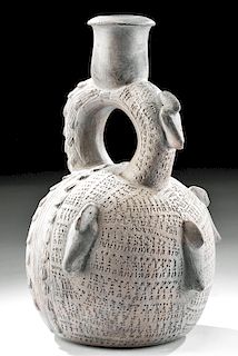 Chavin Pottery Stirrup Vessel Depicting Duality