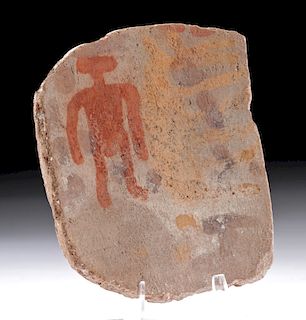 Rare Inca Chucu Terracotta Plaque - Person & Alpaca