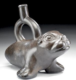 Adorable Moche Pottery Sea Lion Stirrup Vessel