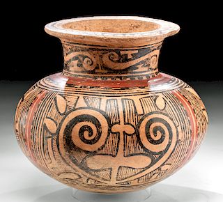 Large Cocle Tonosi Pottery Olla w/ Abstract Motifs