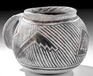 Anasazi Black on White Pottery Mug w/ Handle
