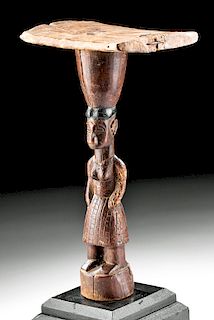 Late 19th C. African Senufu Wood Figural Stool