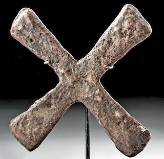 Late 19th C. Congolese Copper Katanga Cross Currency