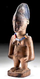 Early 20th C. African Yoruba Wooden Female Ibeji Figure