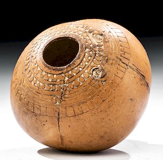 Late 19th C. Papua New Guinea Gourd Lime Container