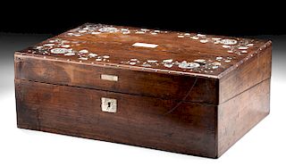 19th C. Mexican Wood / Shell Portable Writing Desk