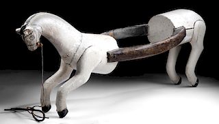 20th C. Mexican Painted Wood Horse - Caballo Santiago