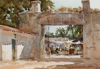 Lowell Ellsworth Smith | Marketplace through Archway, Mexico 