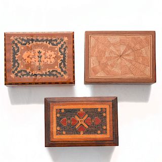 3 HAND DECORATED WOODEN JEWELRY BOXES