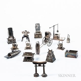 Group of Japanese Export Sterling Silver Miniatures