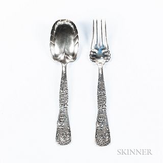 Tiffany & Co. "Vine" Pattern Sterling Silver Salad Spoon and Fork