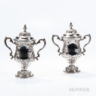 Pair of Gorham Sterling Silver Two-handled Cup and Covers