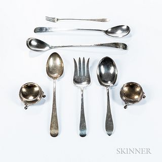 Eight Pieces of Arts and Crafts Sterling Silver Tableware