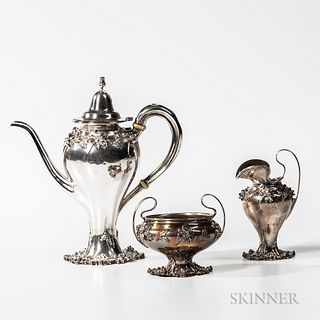 Three-piece William Kerr Sterling Silver Coffee Service