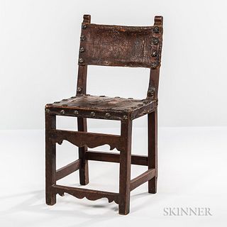Late Renaissance Leather-upholstered Walnut Side Chair