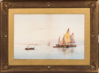 George Stanfield Walters (British, 1838-1924)  Vessels on the Venetian Lagoon