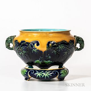 Mintons Majolica Japonesque-style Jardiniere and Stand
