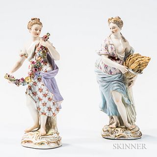 Two Meissen Porcelain Allegorical Figures of the Seasons