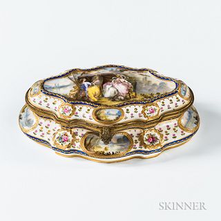 Hand-painted Sevres-style Porcelain Dresser Box
