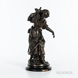 After Auguste Moreau (French, 1834-1917)  Modern Bronze Figure of a Country Maiden