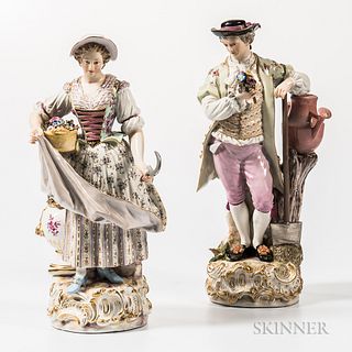 Pair of Meissen Porcelain Gardener Figures