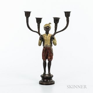 Cold-painted Bronze Figural Candelabra