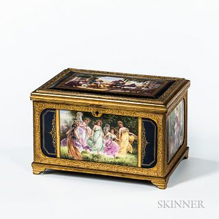 Austrian Hand-painted Porcelain-mounted Bronze Box