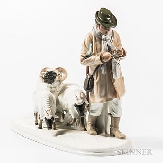 Meissen Porcelain Model of a Knitting Shepherd