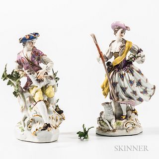 Two Meissen Porcelain Figures of a Shepherd and Shepherdess