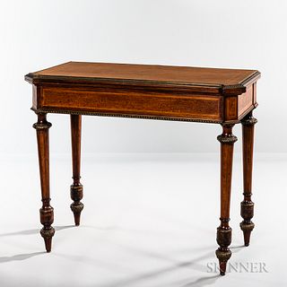Paul Sormani Louis XVI-style Mahogany, Burlwood-veneered, and Ormolu-mounted Game Table