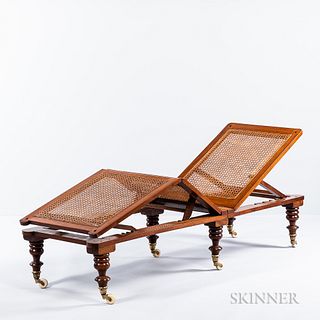 Victorian Mahogany and Caned Campaign Day Bed