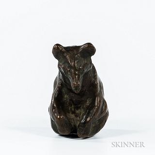 Bronze Model of a Bear Cub by K. Deming