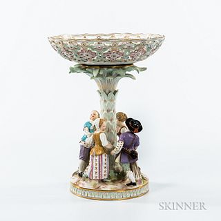 Meissen Porcelain Figural Compote with an Associated Base