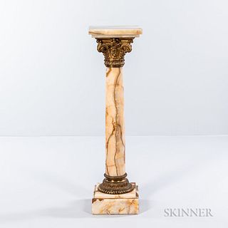 Alabaster and Gilt-bronze Pedestal