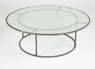 A Walter Lamb bronze patio cocktail table