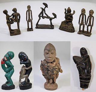 Collection of Erotic African Carved and Bronze Pcs