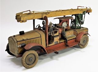 Antique Tin Litho Gunthermann Ladder Truck