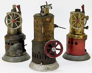 3 Antique Weeden Vertical Steam Engines