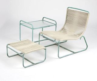 A set of Walter Lamb verdigris patio furniture