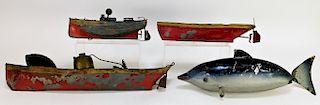 4 Antique German American Boat Water Toys